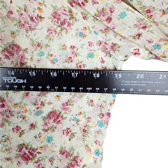 Womens Top Medium Boho Chic Spring Floral Cottagecore Fairy Sheer Coquette Crop - Picture 4 of 7